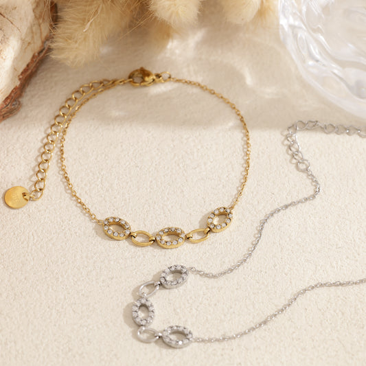 Bracelet chaîne fine avec mini ovales strass