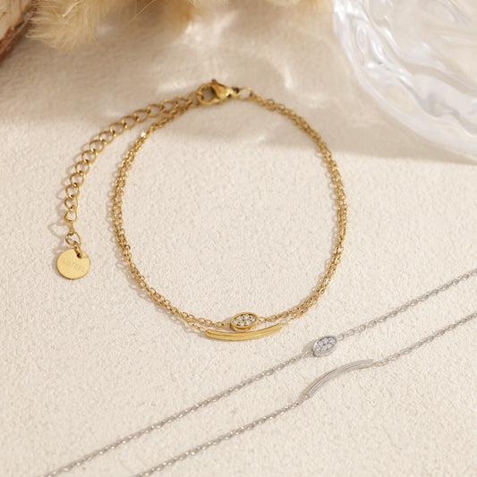 Bracelet double chaîne ovale serti