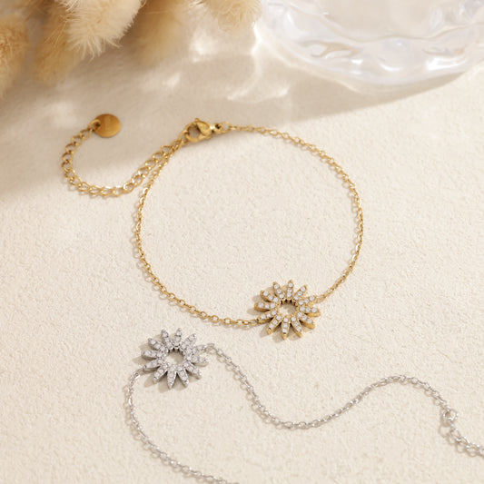Bracelet chaîne soleil strass