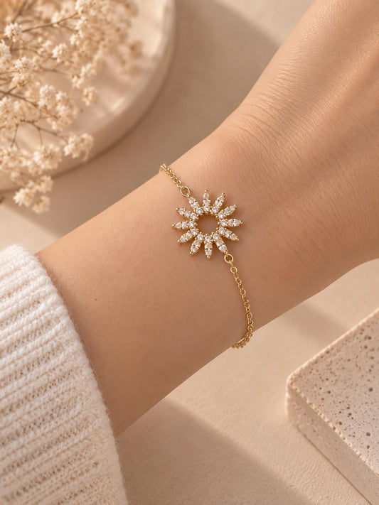 Bracelet chaîne soleil strass
