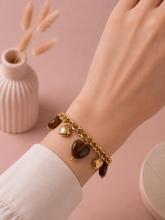 Bracelet perles cœur en résine
