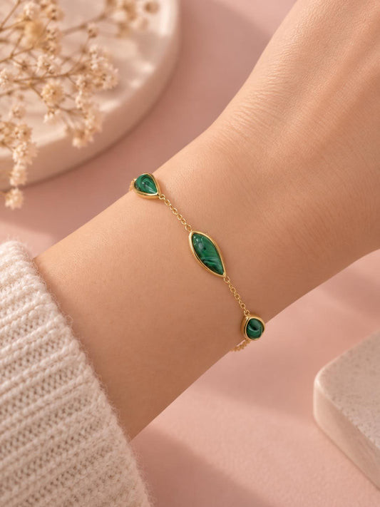 Bracelet doré résine coloré en feuille