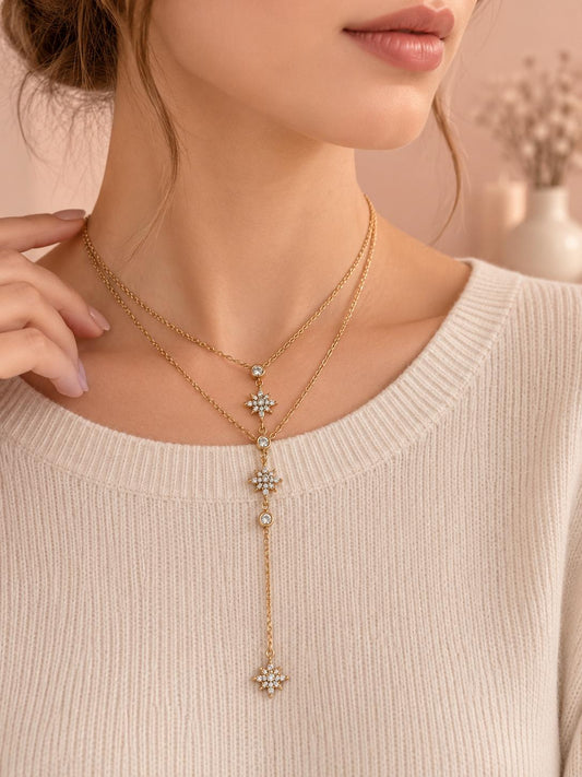 Collier chaîne étoiles serties