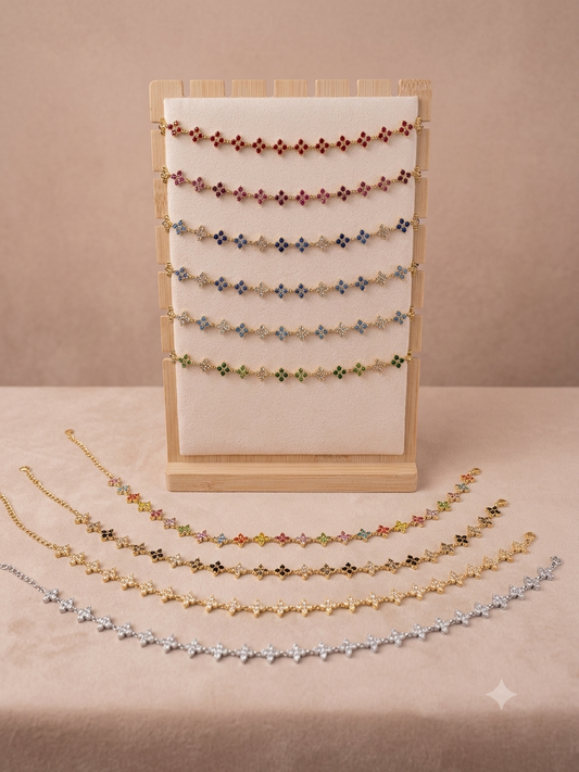 Collier doré fleurs multicolores serties de strass