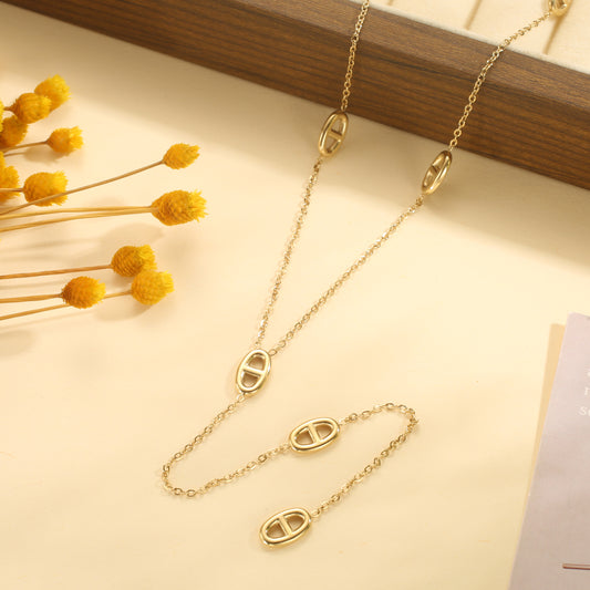 Collier chaîne maillon marine, finition cravate
