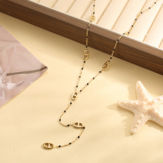 Collier chaîne émaillée maillon marine