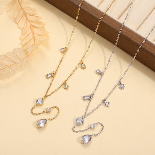 Collier breloques mixtes serties
