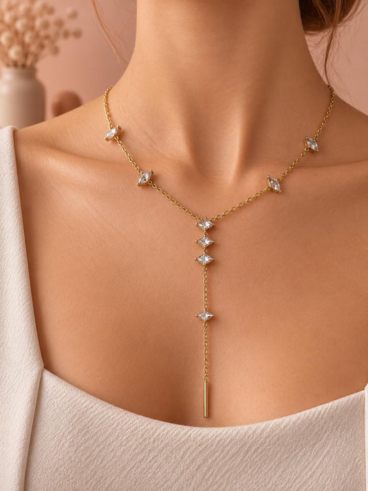 Collier chaîne cristaux marquise en Y