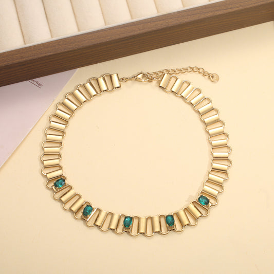 Collier cocker chaîne tube multi cristaux