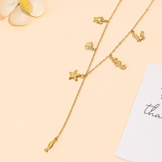 Collier en Y thème marin avec pendant poisson