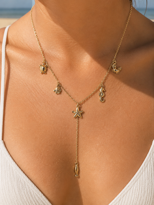 Collier en Y thème marin avec pendant poisson