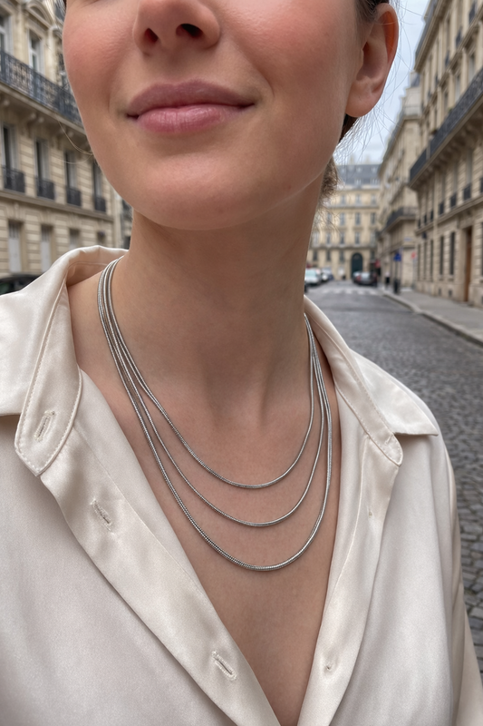 Collier multirangs chaîne serpent