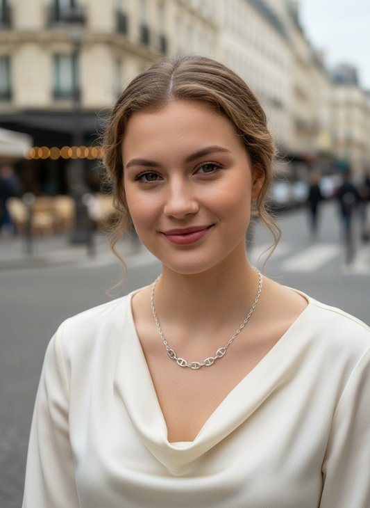 Collier cinq maillons ovales minimalistes