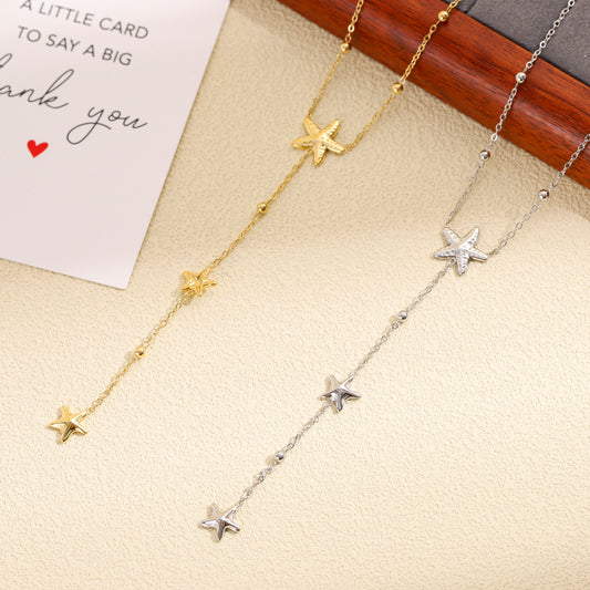 Collier pendant 3 étoiles de mer de tailles différentes