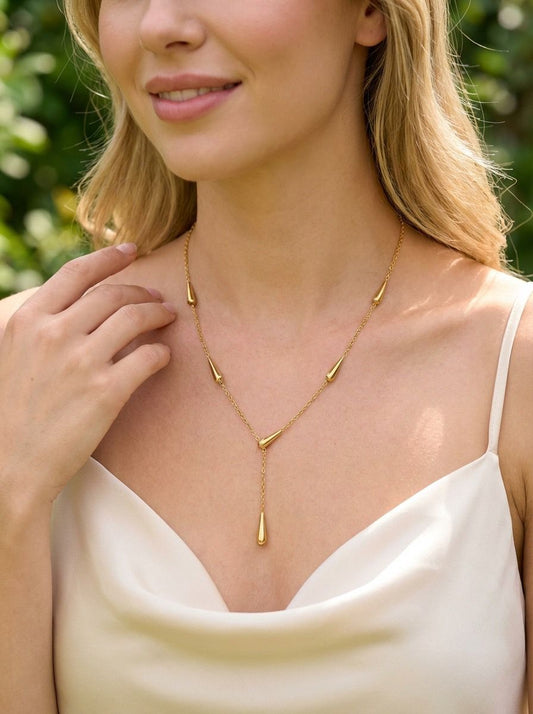 Collier en Y orné de gouttes pendantes