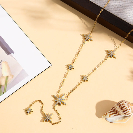 Collier chaîne fine étoiles scintillantes en Y