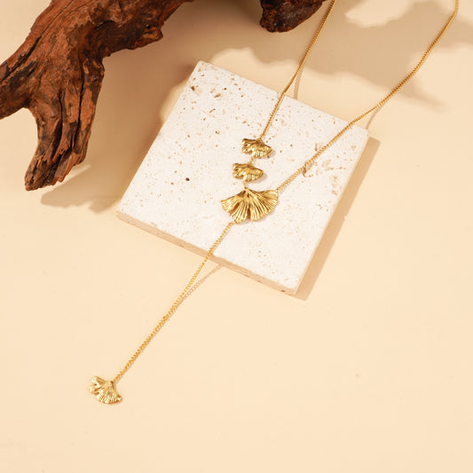 Collier feuilles de ginkgo en Y