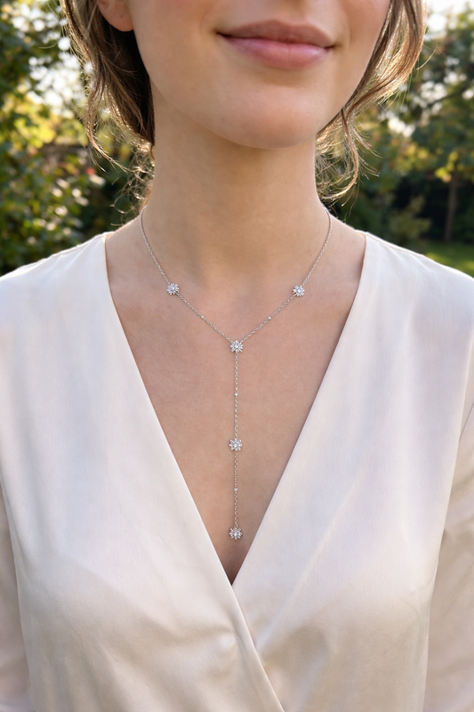 Collier chaîne fine en Y multi soleils