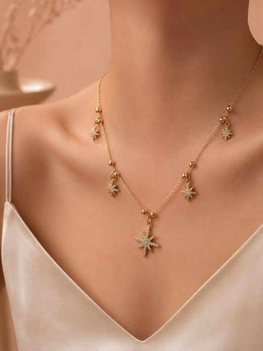 Collier chaîne étoiles scintillantes pendantes