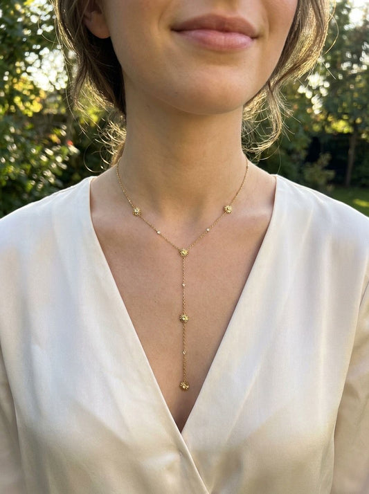 Collier chaîne fine en Y multi soleils