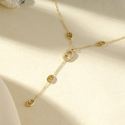 Collier chaîne maillon marine serti