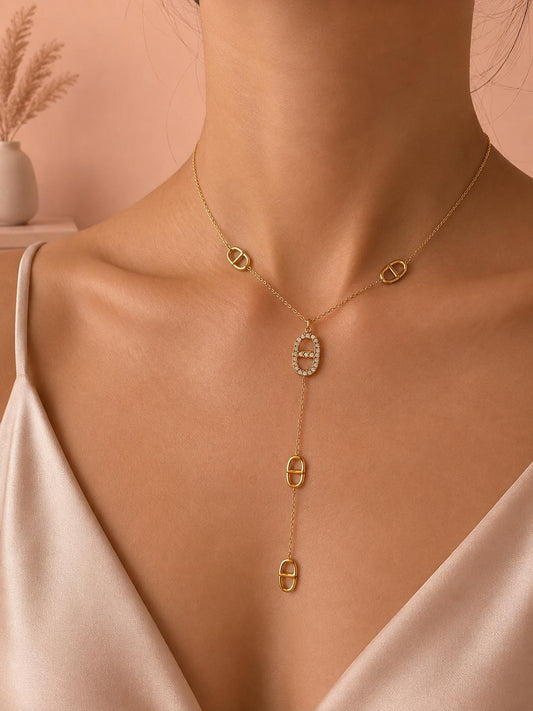 Collier chaîne maillon marine serti