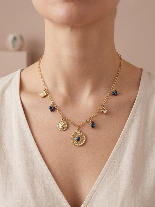 Collier à breloques pierres lapis lazuli