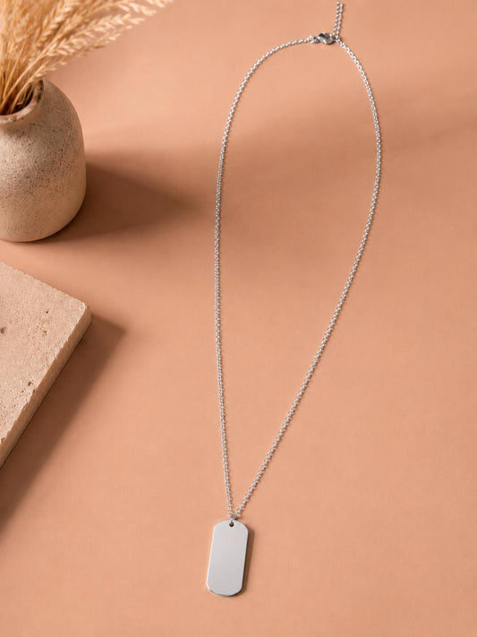 Collier médaille rectangulaire lisse à graver