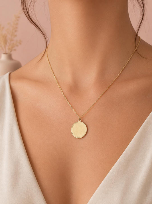 Collier médaillon rond texturé à graver