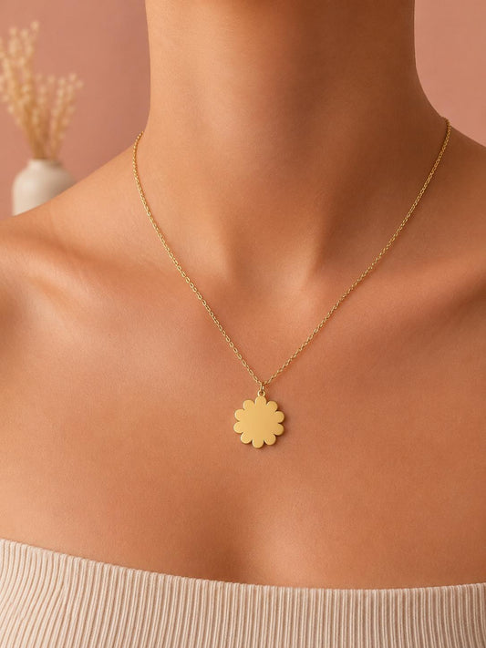 Collier pendentif fleur à graver