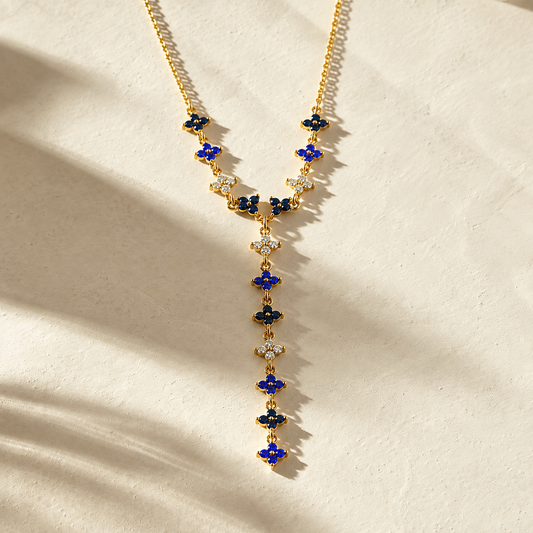 Collier Y mini fleurs de zircons couleurs dégradées