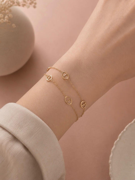 Bracelet double chaîne maillon marine