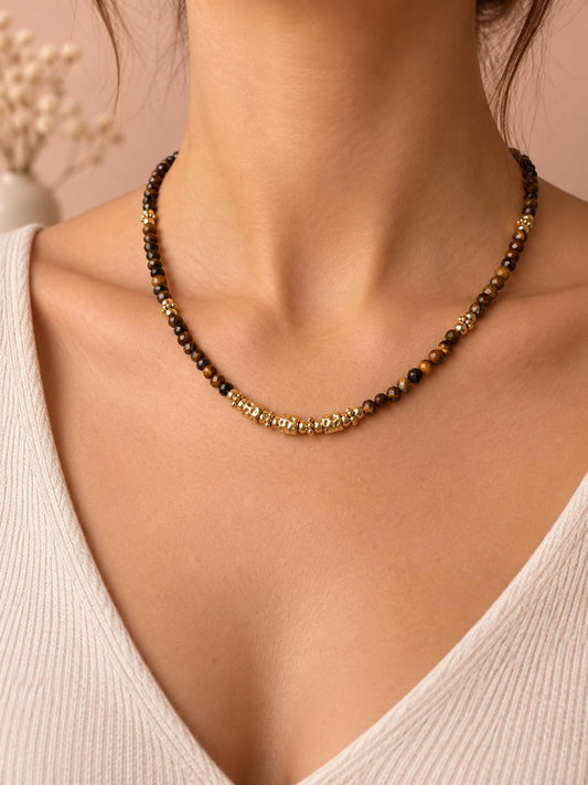 Collier perles pierre naturelle facettée