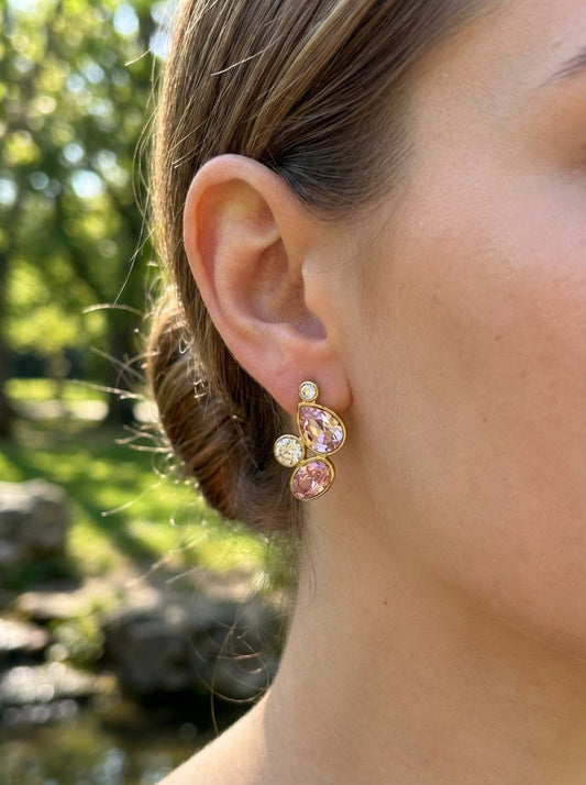 Boucles d’oreilles dorées pierres serties