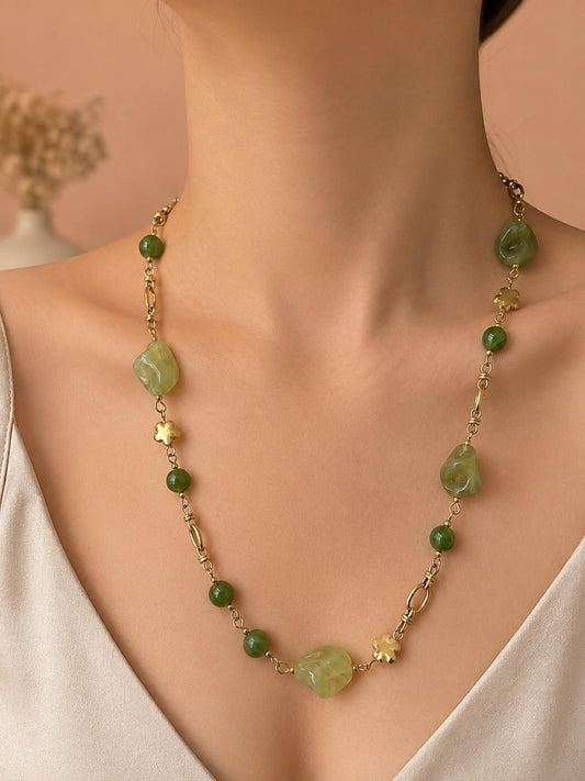 Collier sautoir doré boules de résine colorés