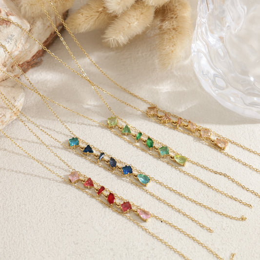 Collier chaîne rangée de zircons en Y