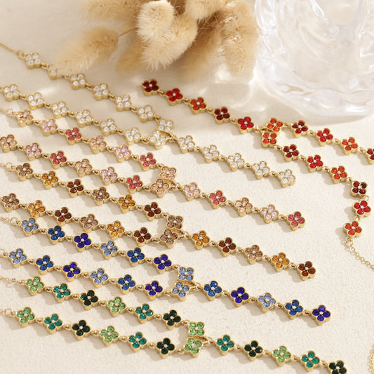 Collier chance Y trèfles sertis