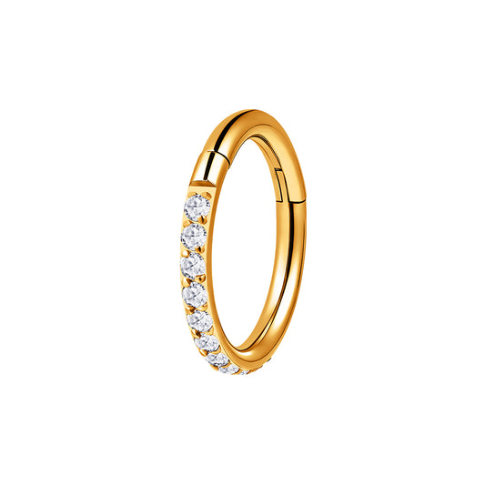 Piercing anneau demi-strassé en acier inoxydable