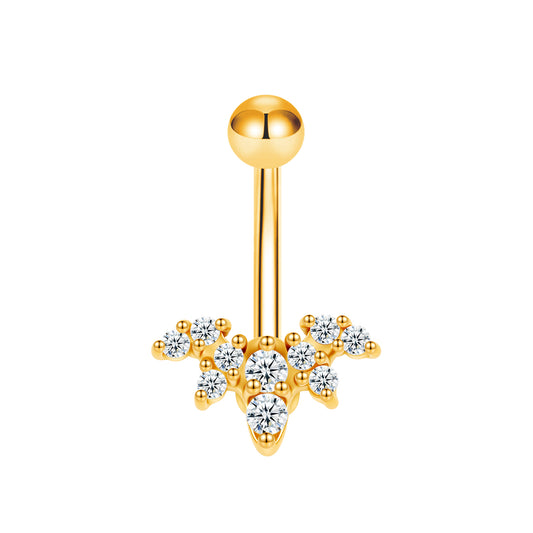 Piercing nombril grappe de strass en acier inoxydable
