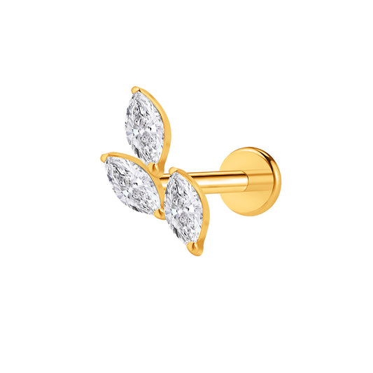 Piercing triple strass marquise en titane