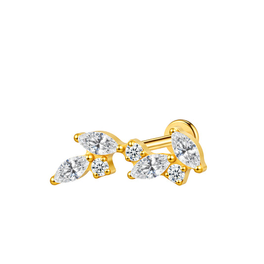 Piercing feuilles marquise strassées en titane