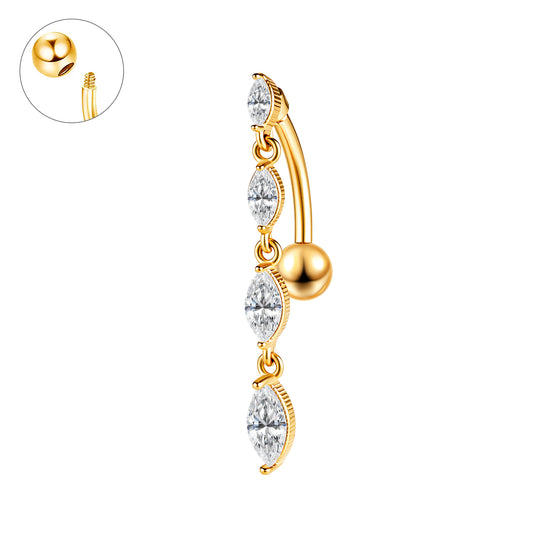 Piercing nombril cascade de strass ovales