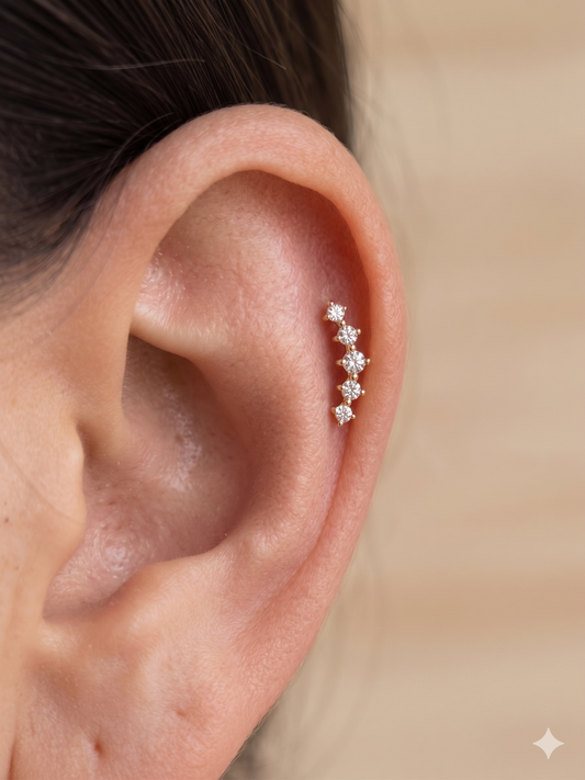 Piercing cascade de strass en acier inoxydable