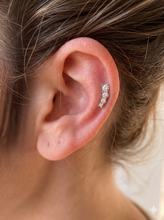 Piercing arc strassé en acier inoxydable