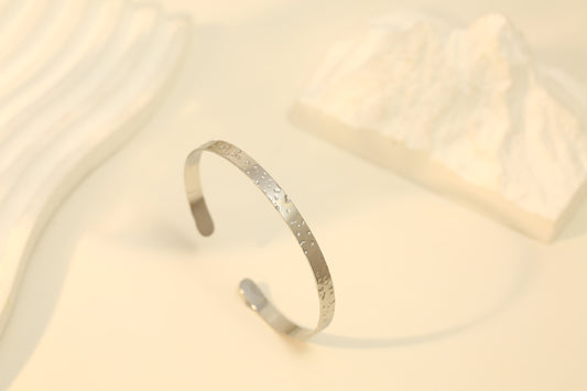 Bracelet Jonc Argenté Martelé Ajustable