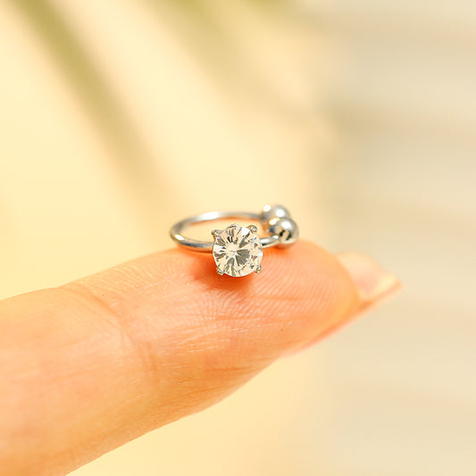 Bague d'oreille Argentée Earcuff Faux Percing Strass rond