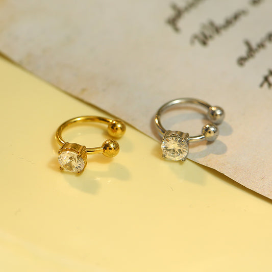 Bague d'oreille Argentée Earcuff Faux Percing Strass rond