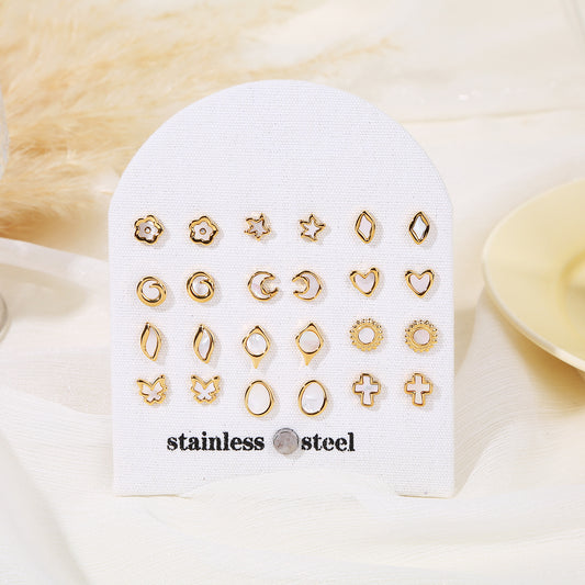 Lot de 12 paires de puces d'oreilles nacre sur présentoir