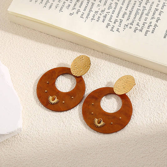 Boucles d'Oreilles Dorées Pendantes Disques Camels