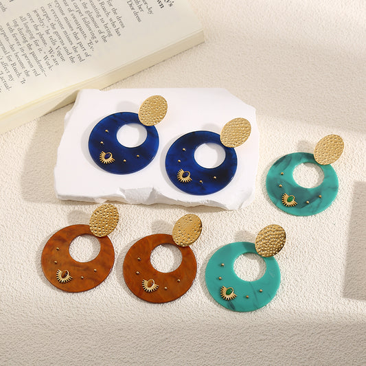 Boucles d'Oreilles Dorées Pendantes Disques Camels